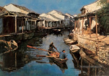 Tremper les avirons de sa ville natale chinoise Chen Yifei Peinture à l'huile